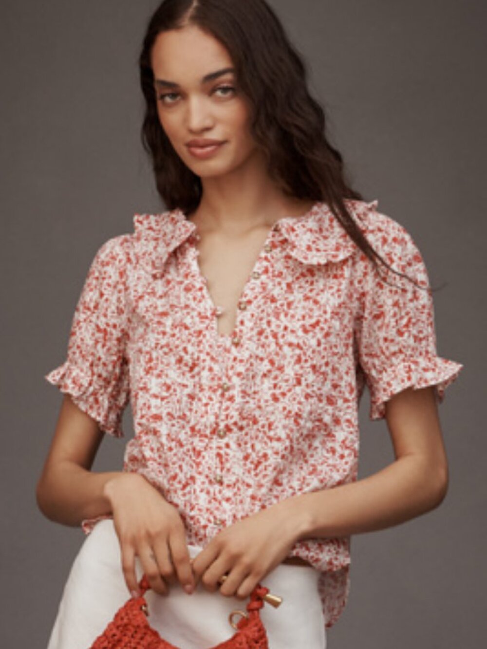 Pilcro Keira Blouse Red Size XL Anthropologie